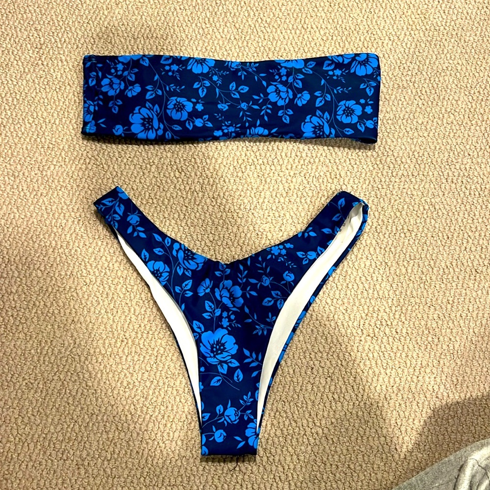 Dark blue Flower bikini